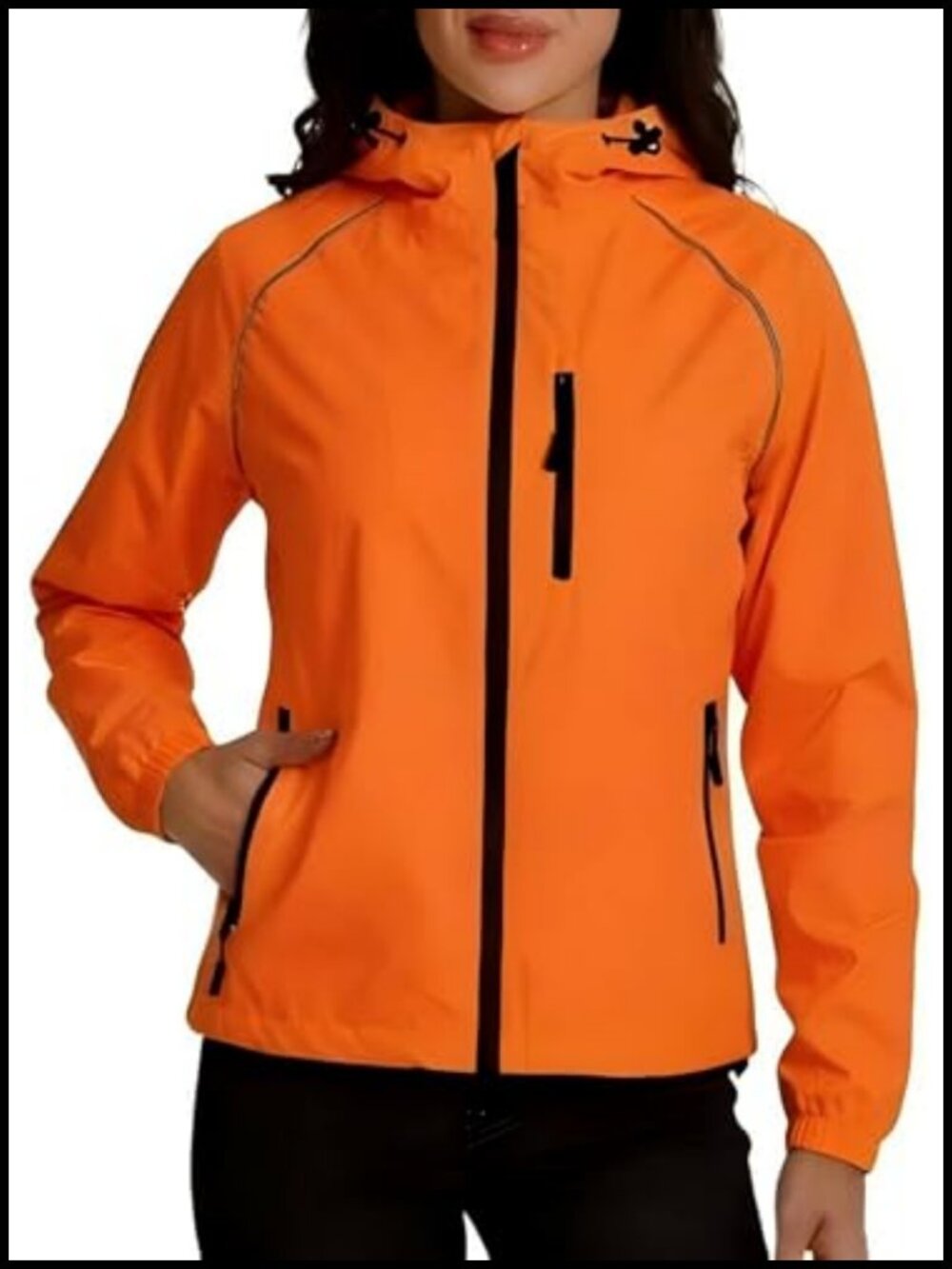 Waterproof Windproof Cycling Rain Jacket Packable Reflective Hood